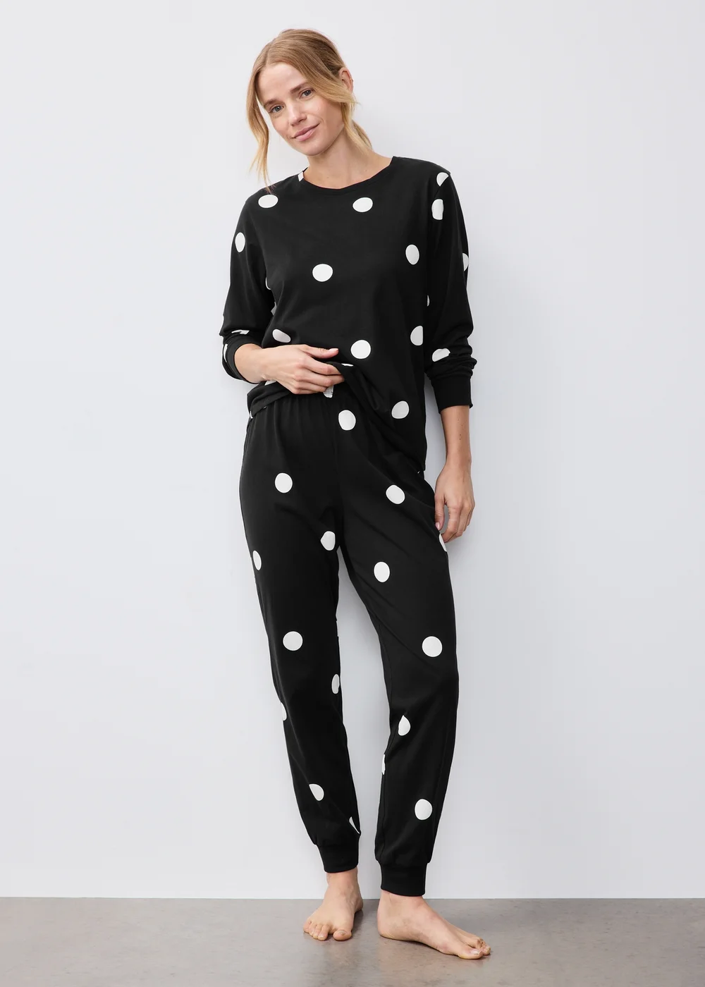 Black Spotted Long Sleeve Pyjamas - XS Image 1