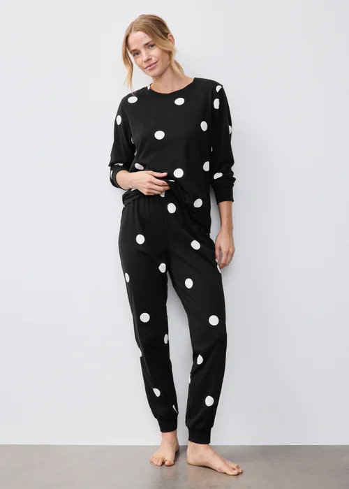 Black Spotted Long Sleeve Pyjamas - XS Image 1