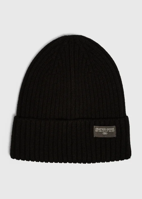 Black Badge Ribbed Beanie - One Size Image 1