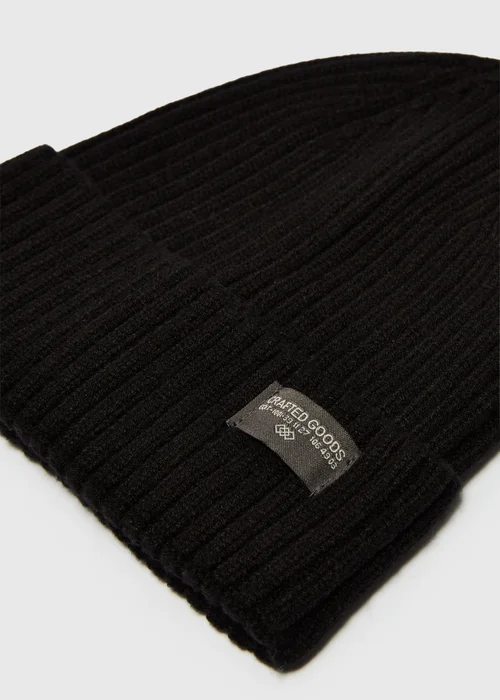 Black Badge Ribbed Beanie - One Size Image 2