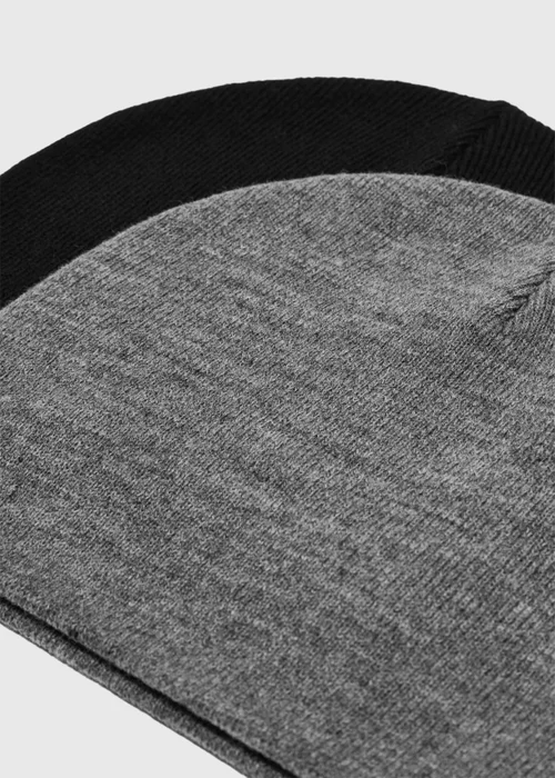 2 Pack Black/Grey Beanies - One Size Image 2