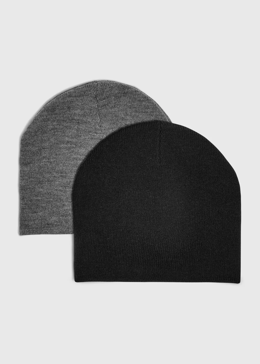 2 Pack Navy & Grey Beanie Hats - One Size Image 1