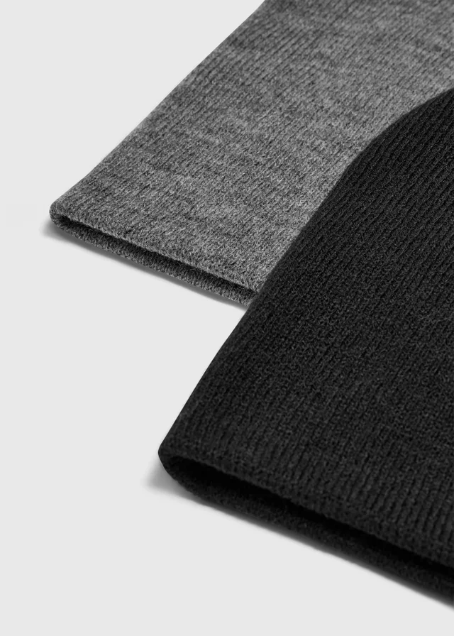 2 Pack Navy & Grey Beanie Hats