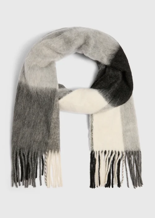 Grey Charcoal Check Scarf - One Size Image 1