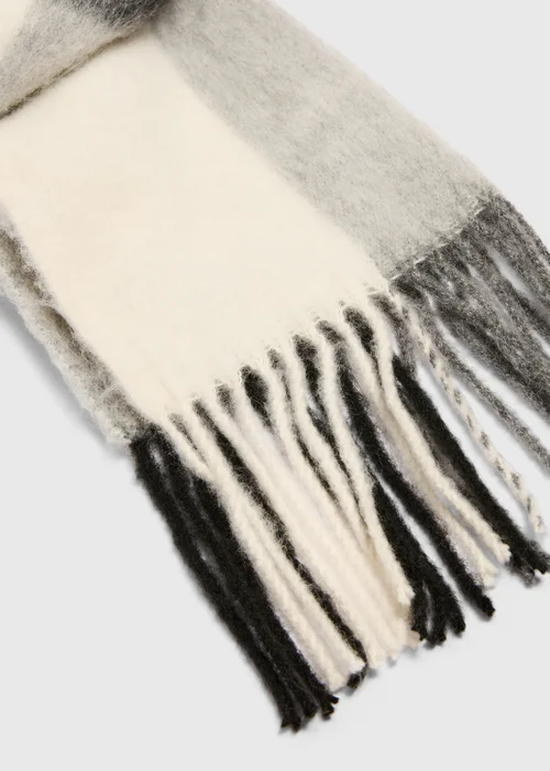 Grey Charcoal Check Scarf - One Size Image 2