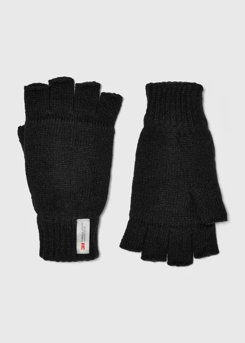 Black Thinsulate Fingerless Gloves - One Size Image 1