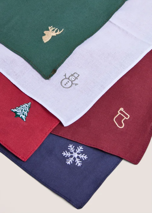 5 Pack Multicoloured Handkerchiefs - One Size Image 2