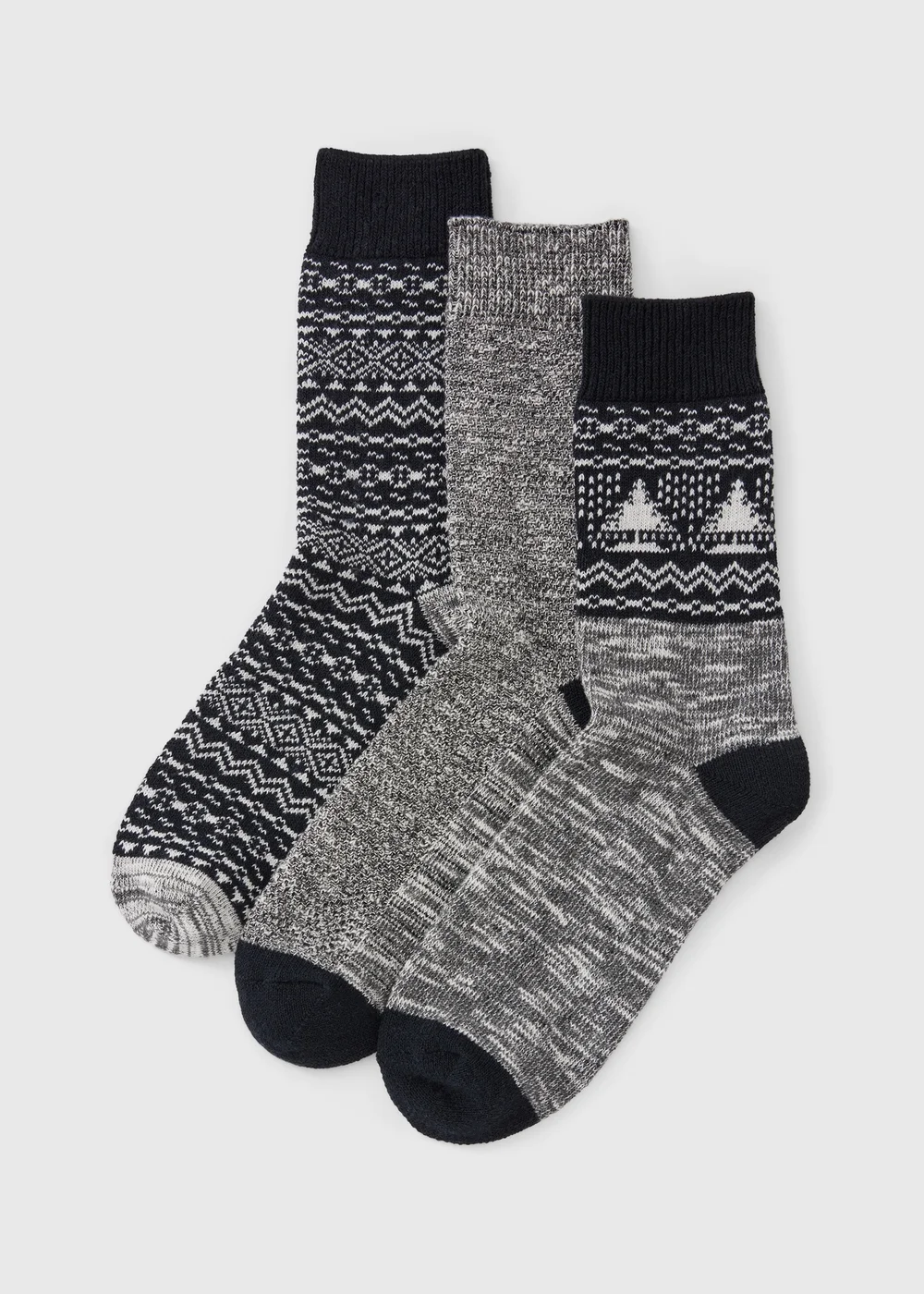 3 Pack Thermal Fairisle Socks - 6-8.5 Image 1