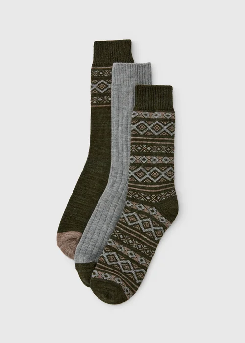 3 Pack Thermal Aztec Socks - 6-8.5 Image 1