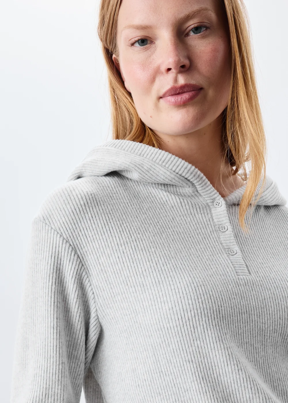 Grey Ribbed Loungewear Hoodie - XS Image 3