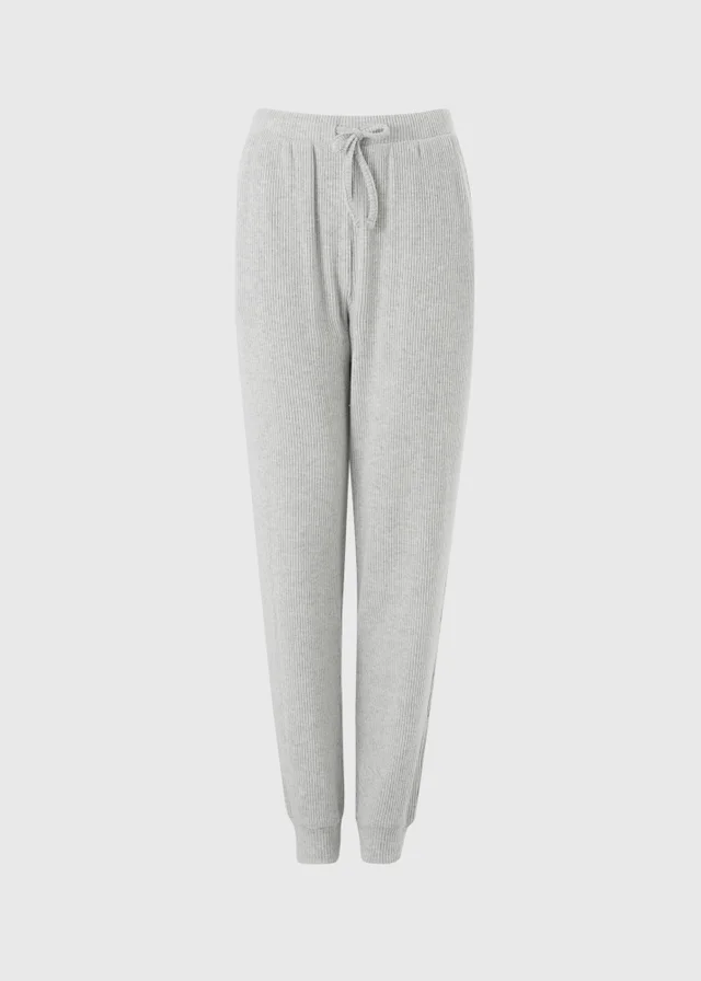 Grey Ribbed Jogging Bottoms