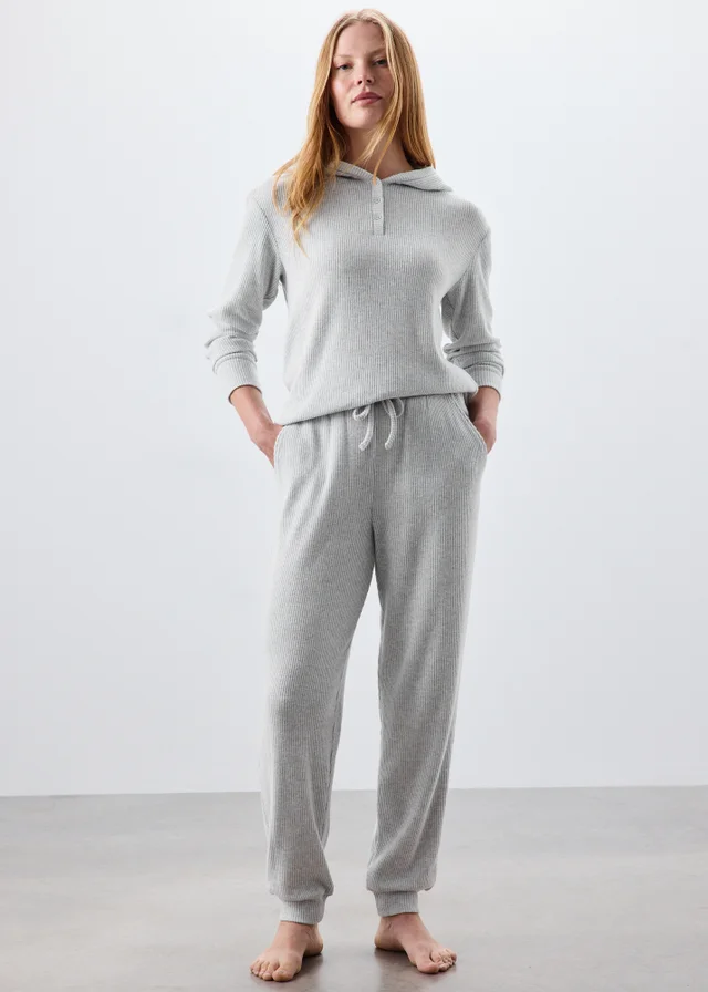 Grey Ribbed Jogging Bottoms