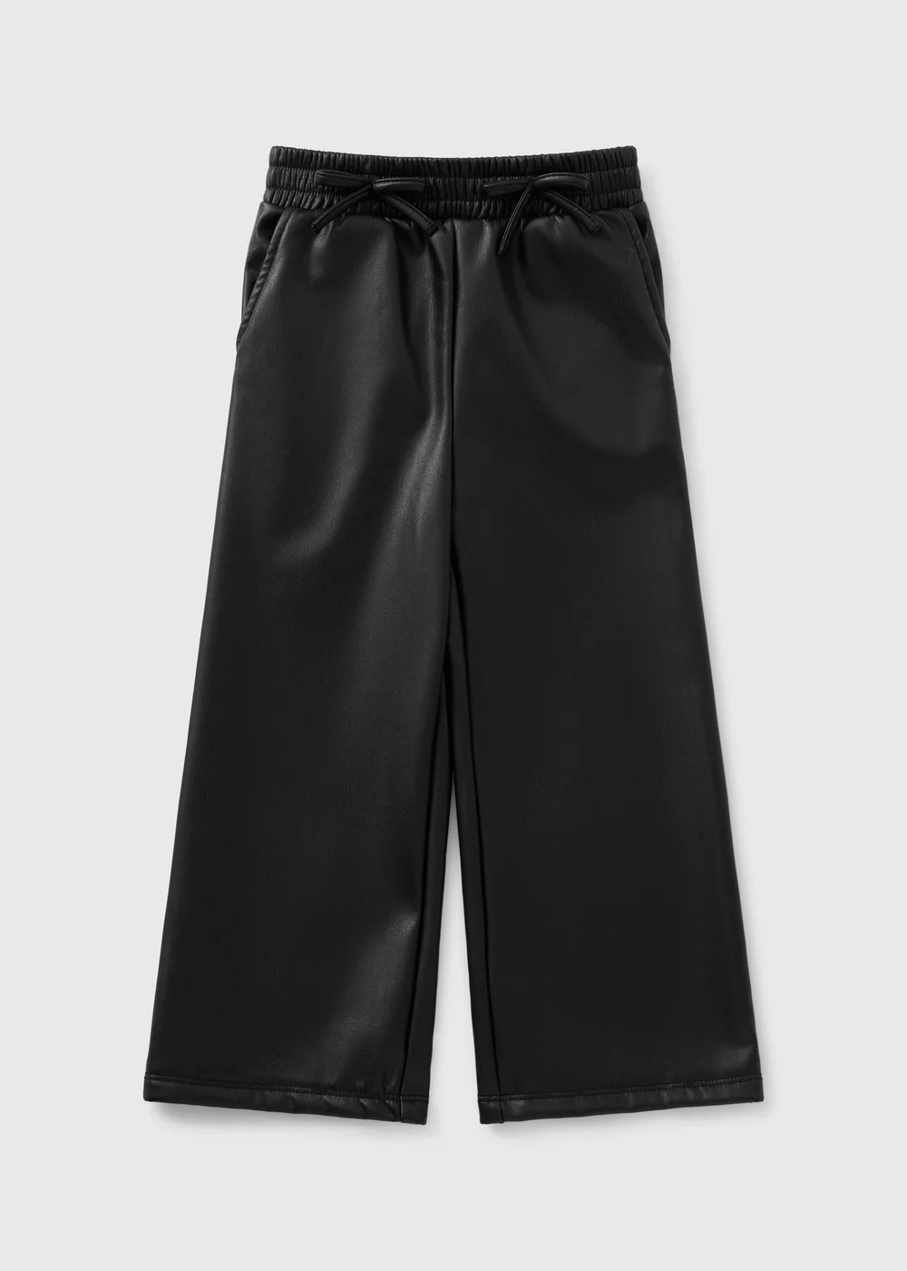 Girls Black Faux Leather Trousers (1-8yrs) - 1-1.5 Yrs Image 1