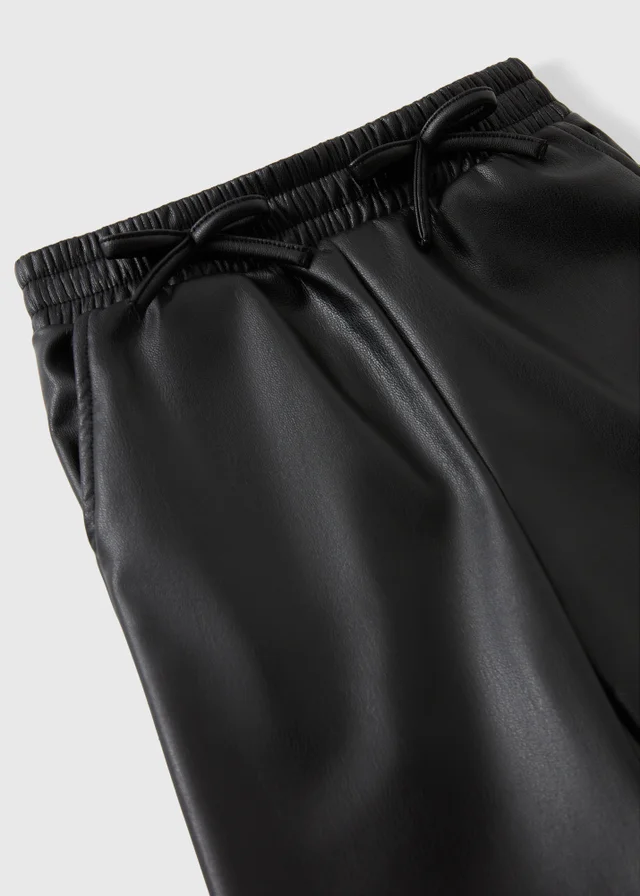 Girls Black Faux Leather Trousers (1-8yrs)