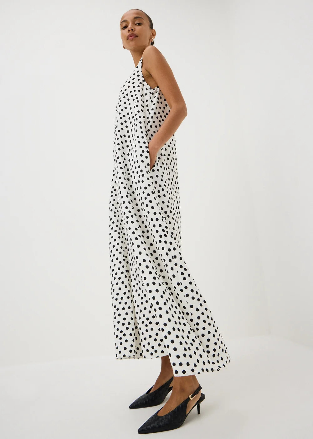 Black & White Polka Dot Trapeze Midaxi Dress - 24 Image 1