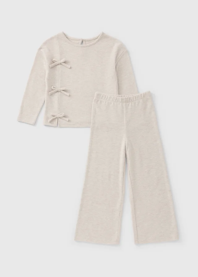 Girls Oatmeal Bow Knitted Set (1-8yrs)
