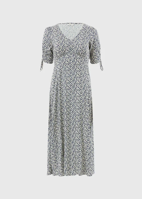 Navy Floral Midi Tea Dress - 8 Image 4
