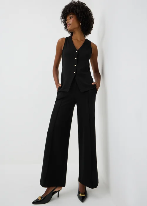 Black Ponte Co Ord Wide Leg Trousers - 26/L29 Image 1