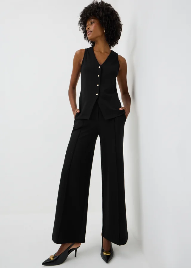Black Ponte Co Ord Wide Leg Trousers