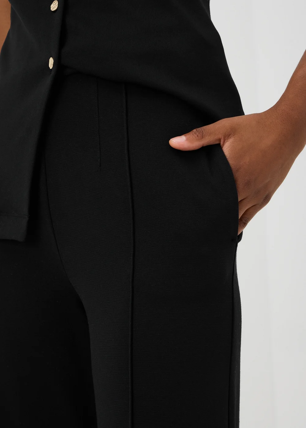 Black Ponte Co Ord Wide Leg Trousers - 26/L29 Image 3