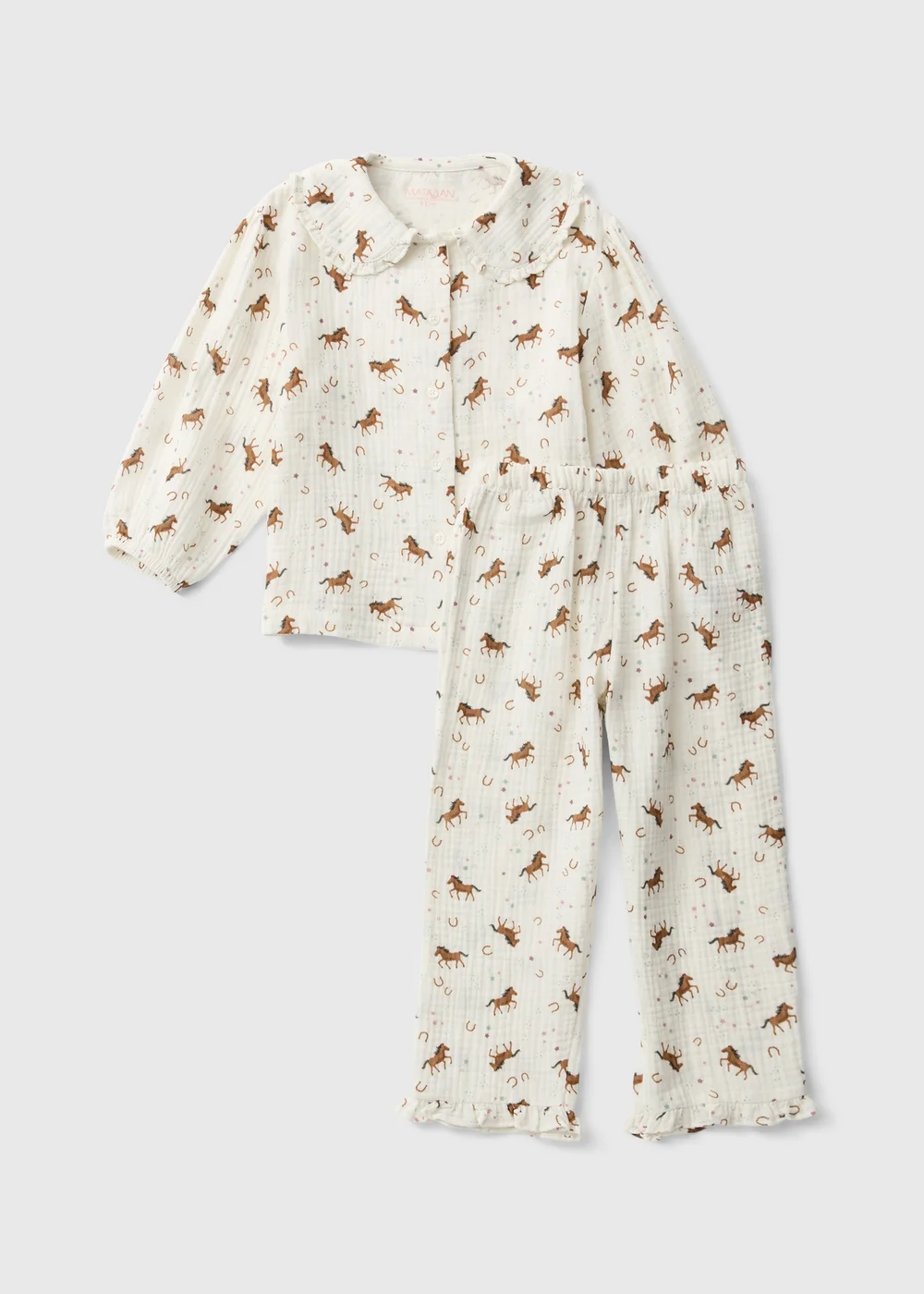 Girls Cream Horse Cloth Pyjamas (1-7 Yrs) - 1-1.5 Yrs Image 1