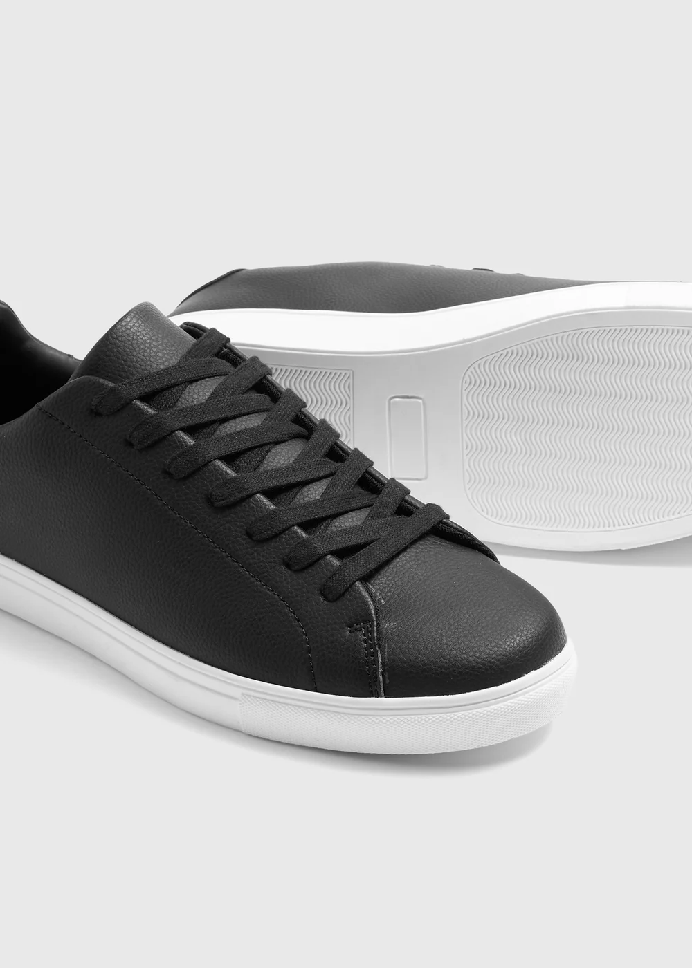 Black PU Casual Trainer - 6 Image 2