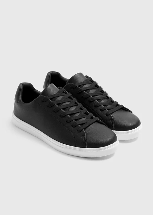 Black PU Casual Trainer - 6 Image 1