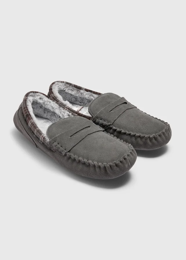 Grey Suede Slippers