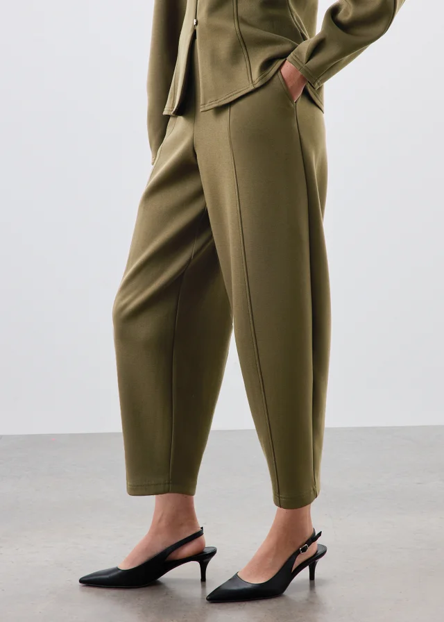 Khaki Barrel Leg Co Ord Trousers