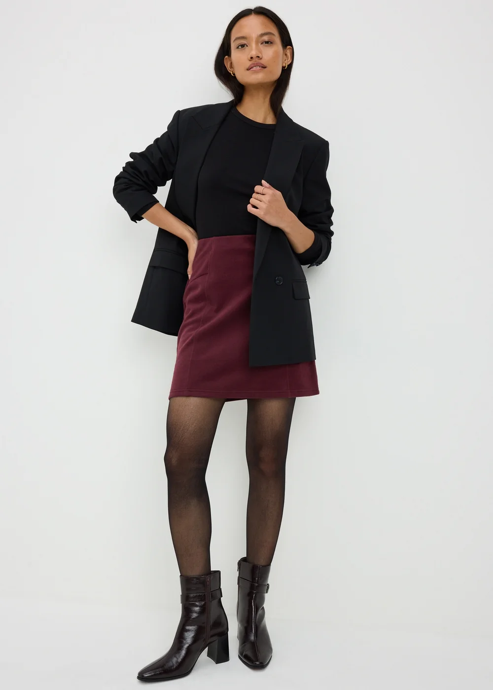 Wine Brushed Mini Skirt - 6 Image 1