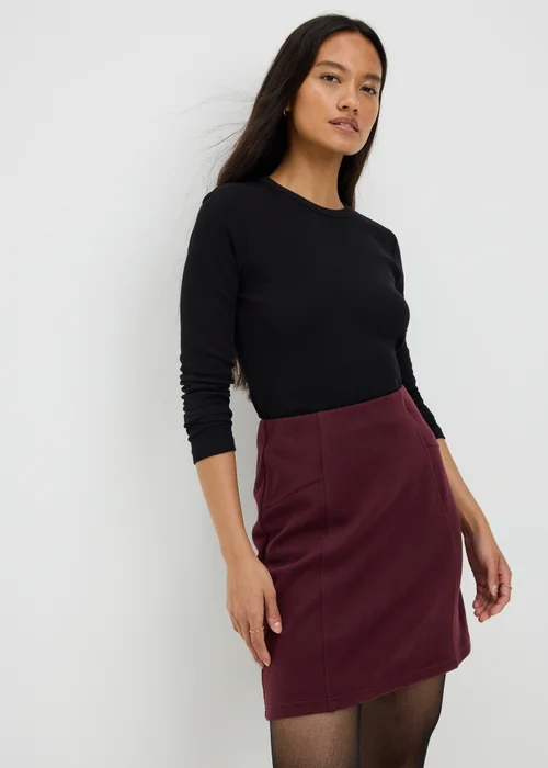 Wine Brushed Mini Skirt - 6 Image 4
