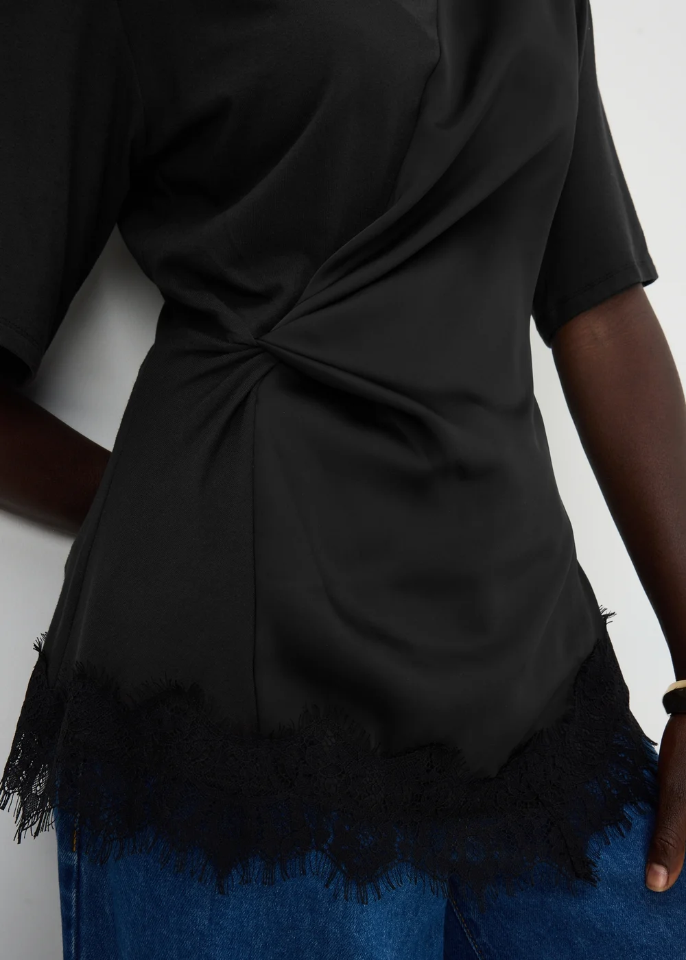Black Satin Twist Top - 8 Image 3