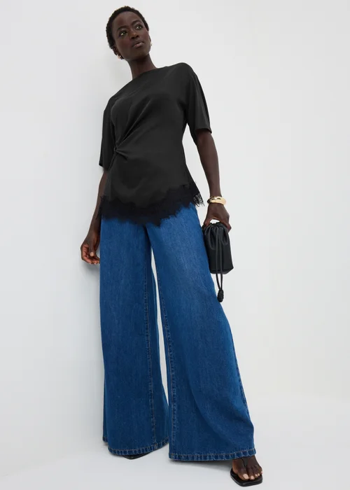 Black Satin Twist Top - 8 Image 1