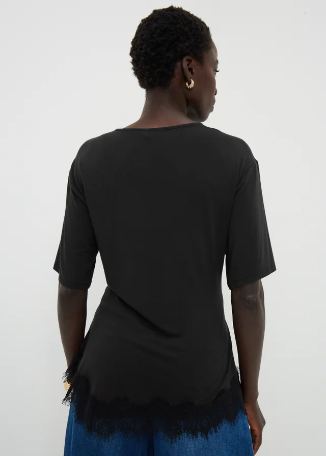 Black Satin Twist Top