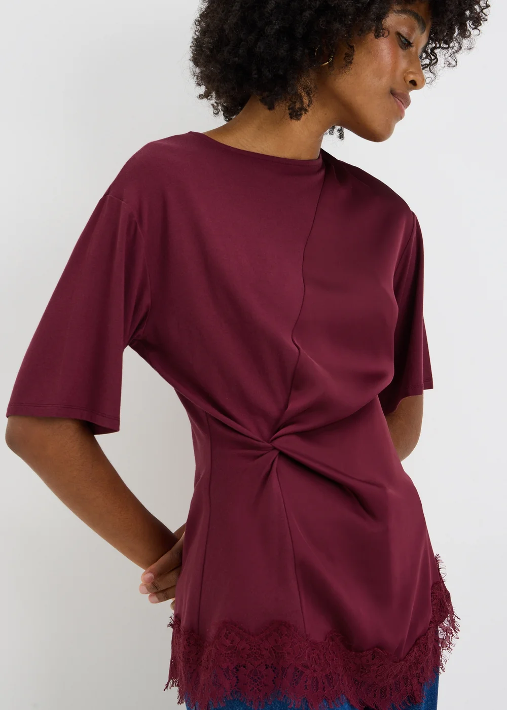 Raspberry Satin Twist Top - 8 Image 3