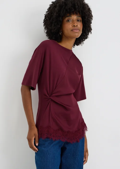 Raspberry Satin Twist Top - 8 Image 1