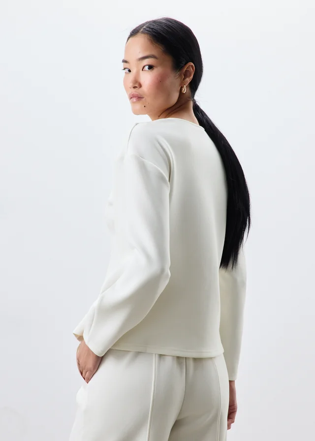 Ecru Gold Button Co Ord Cardigan