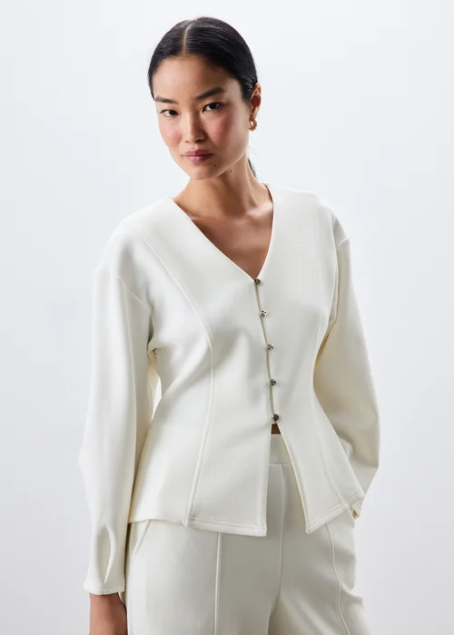 Ecru Gold Button Co Ord Cardigan - 8 Image 1