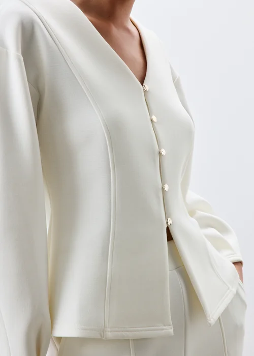 Ecru Gold Button Co Ord Cardigan - 8 Image 3