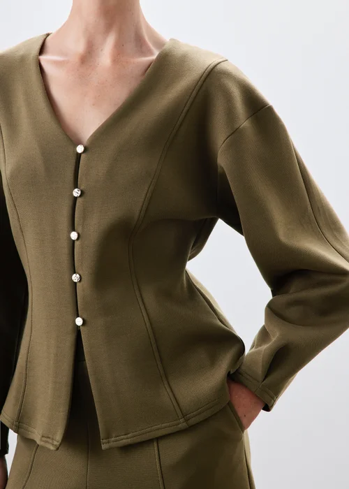 Khaki Button Through Co Ord Top - 8 Image 2