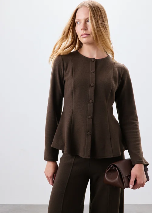 Brown Soft Touch Co Ord Peplum Top - 8 Image 1