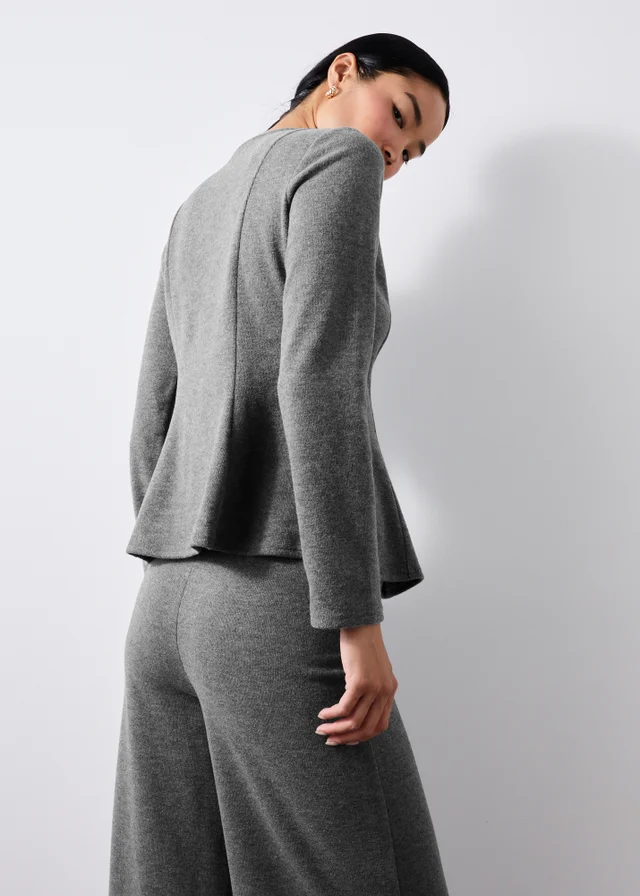 Grey Soft Touch Co Ord Peplum Top