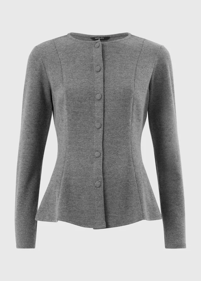Grey Soft Touch Co Ord Peplum Top