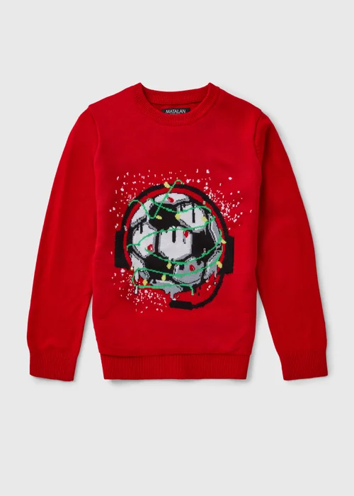 Boys Red Light-Up Christmas Jumper - 7 Yrs Image 1
