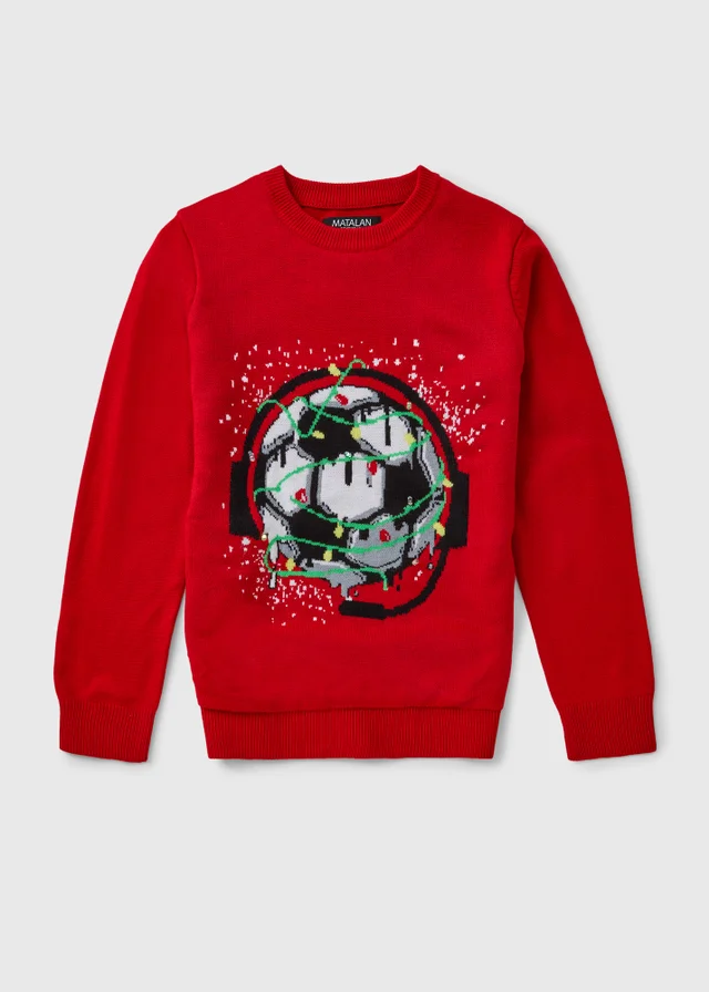 Boys Red Light-Up Christmas Jumper