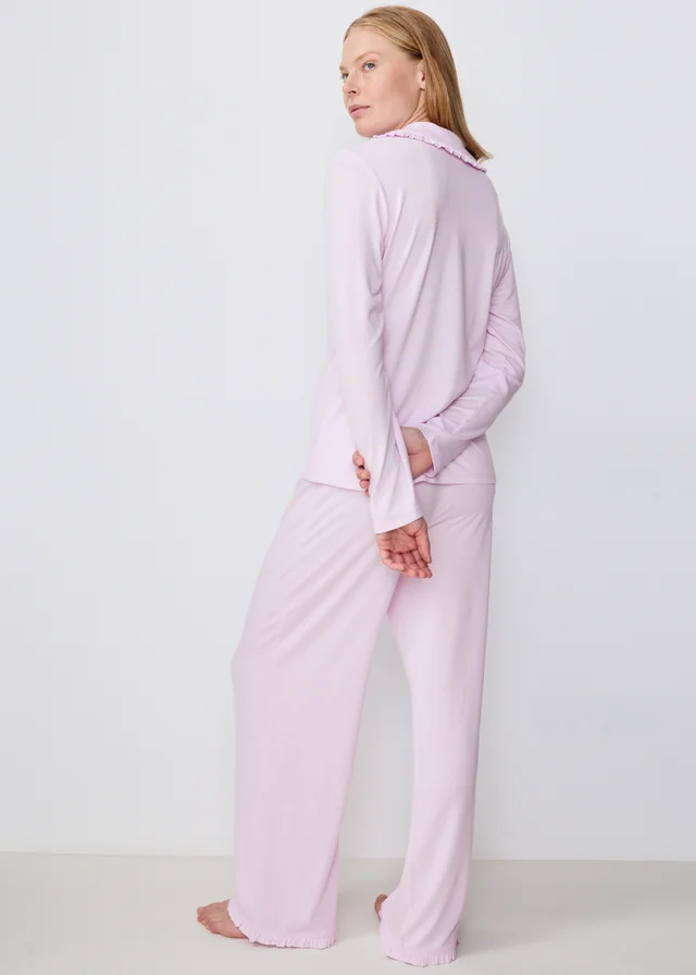 Lilac Frilled Traditional Pyjamas