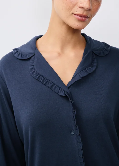 Navy Frilled Traditional Pyjamas - XS Image 3