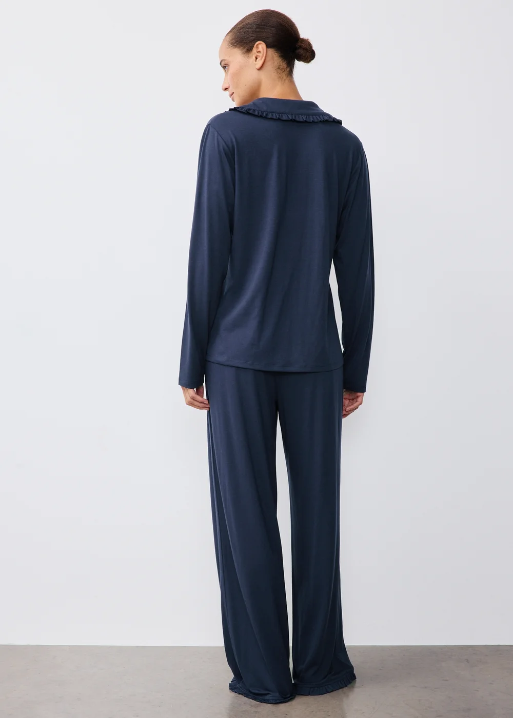 Navy Frilled Traditional Pyjamas - XS Image 2