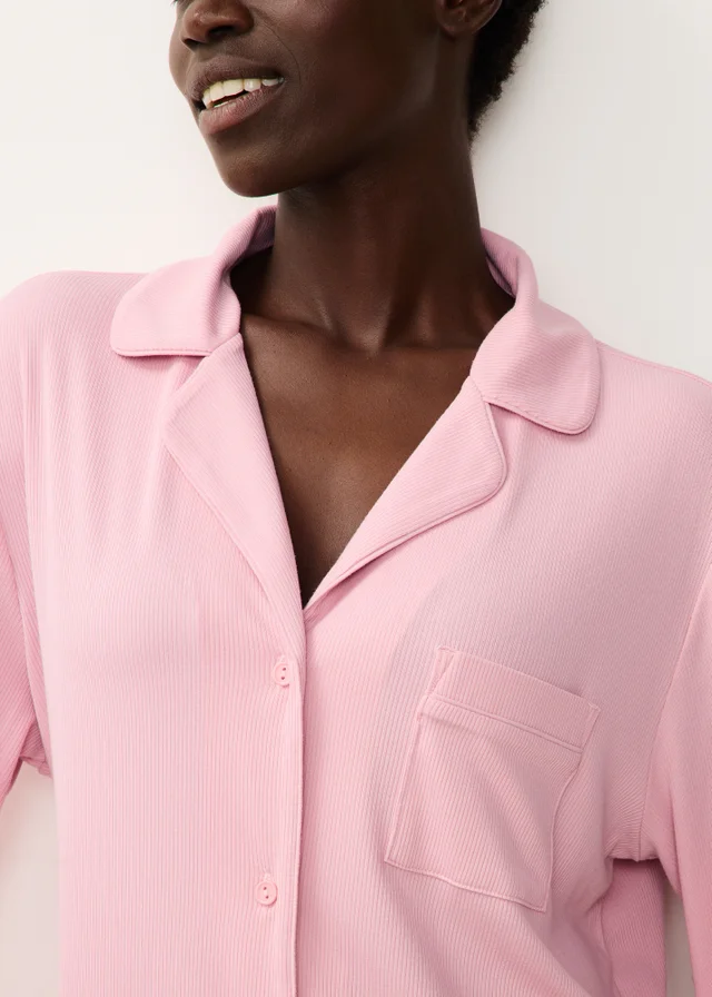 Pink Ribbed Traditional Nightie