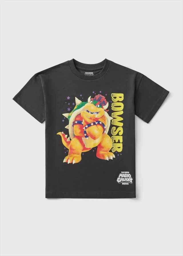 Boys Grey Mario Bowser T-Shirt (4-13 Yrs)